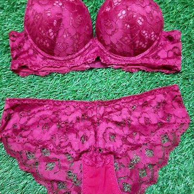 Bra, Maroon Lace Lingerie Set Never Used