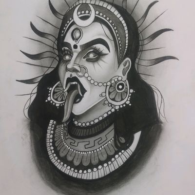 I am new in this Subreddit Here's a Portrait of Goddess Kali I Drew. : r/ drawing