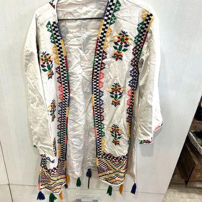 Silk Kurti With Net Shrug,Net open Gown design,Lont Net shrug Design,Long  Net Jacket Design,Ku… | Fashionable saree blouse designs, Shrug for  dresses, Dresses fancy