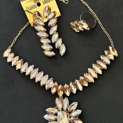 Anshi Art Latest American Diamond Combo Of Necklace Set With Earrings  Bracelet And Ring For Girls at Rs 280/set | American Diamond Necklace combo  in Noida | ID: 23472266355