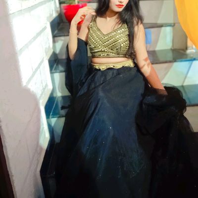 Bridal Wear Ghagra Choli Mustard Colour Silk Blouse Net Skirt and Dupa -  MemSaheb