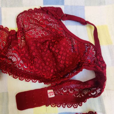 Women's Cotton Bra And Panty Set (material: Cotton (color: Maroon)
