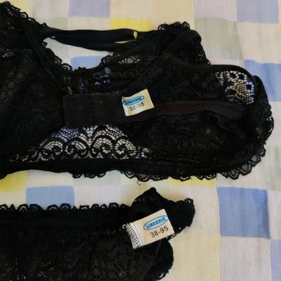 Sewing & Craft  Cotton Lace Net Lingerie Set (Black), Bra & Panty