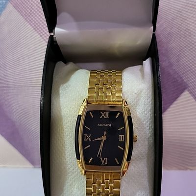 Sonata Poze Quartz Analog Golden Dial Mesh Strap Watch for Women