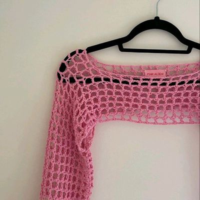 Buy Mesh Crochet Top, Mesh Long Sleeve Top Crochet Pattern Online in India  