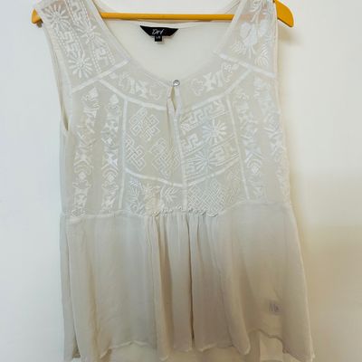 White Georgette Tunic Tank Top