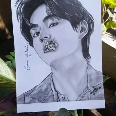Buy BTS Kim Taehyung V Digital Art Line Drawing Downloadable File Online in  India - Etsy