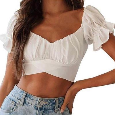 Strawberry Ruffled Crop Top 🍓💗