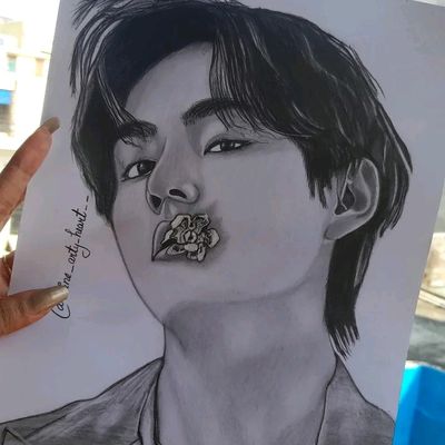 Buy BTS Kim Taehyung V Paris FW Pencil Sketch A6 Art Print painting, K-pop,  Gift, ARMY Online in India - Etsy