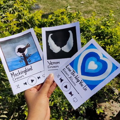 Artwork Set Of 3 Polaroid Painting Spotify Card Hand painted