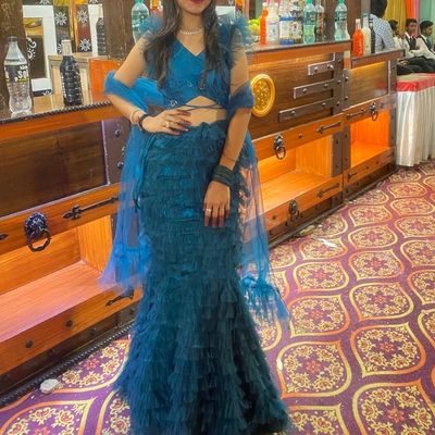 Merge Design - Blue Crepe Fish-Cut Lehenga Set - Lillys Boutique London -  Lilly's Boutique London