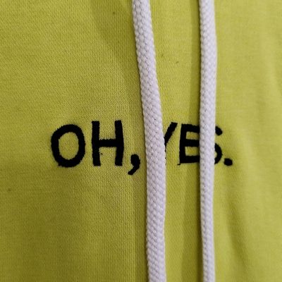 oh yes Cotton Fleece Yellow Hoodie For Unisex