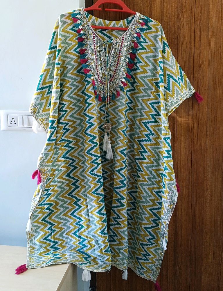 Gotta Patti Kaftan Kurta And Pant Set