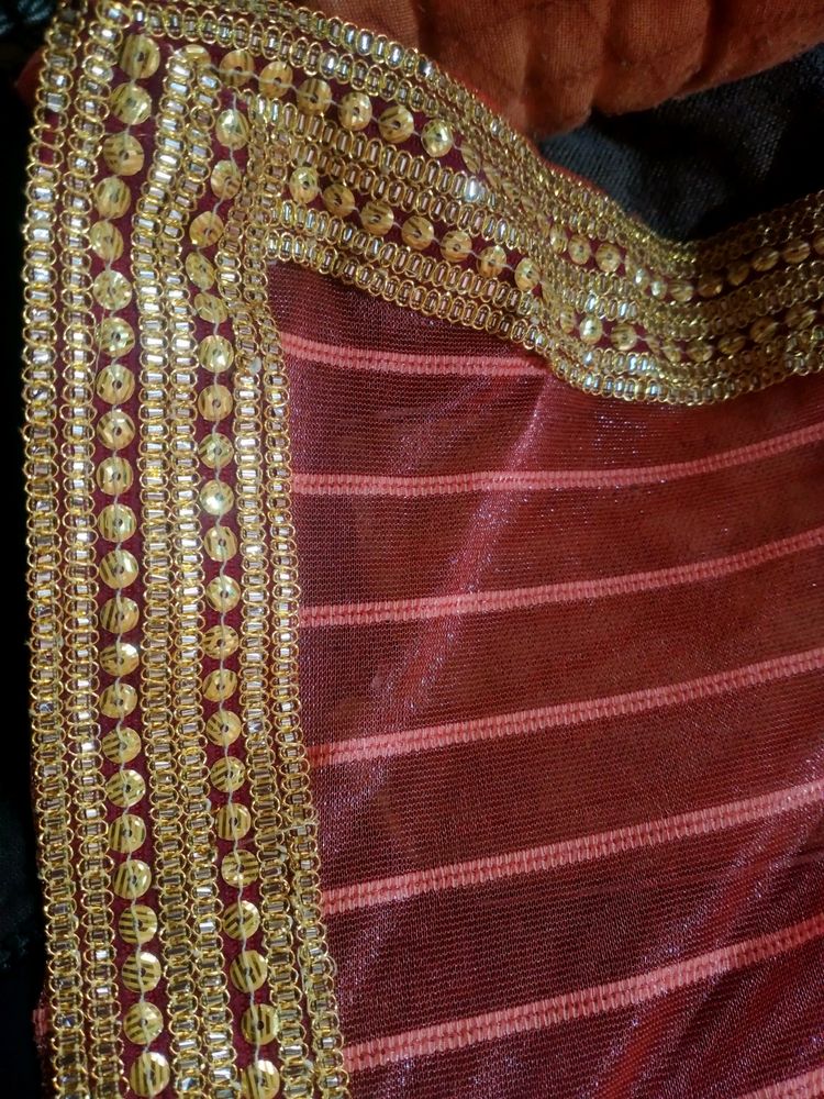 Partywear Saree Blouse Attached In Sare