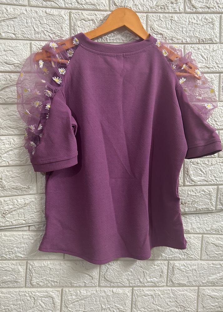 Lilac Organza Sleeve Top