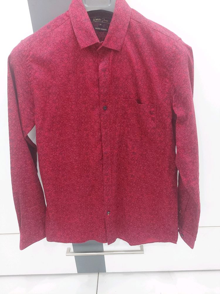 Partywear Printed Red Shirt