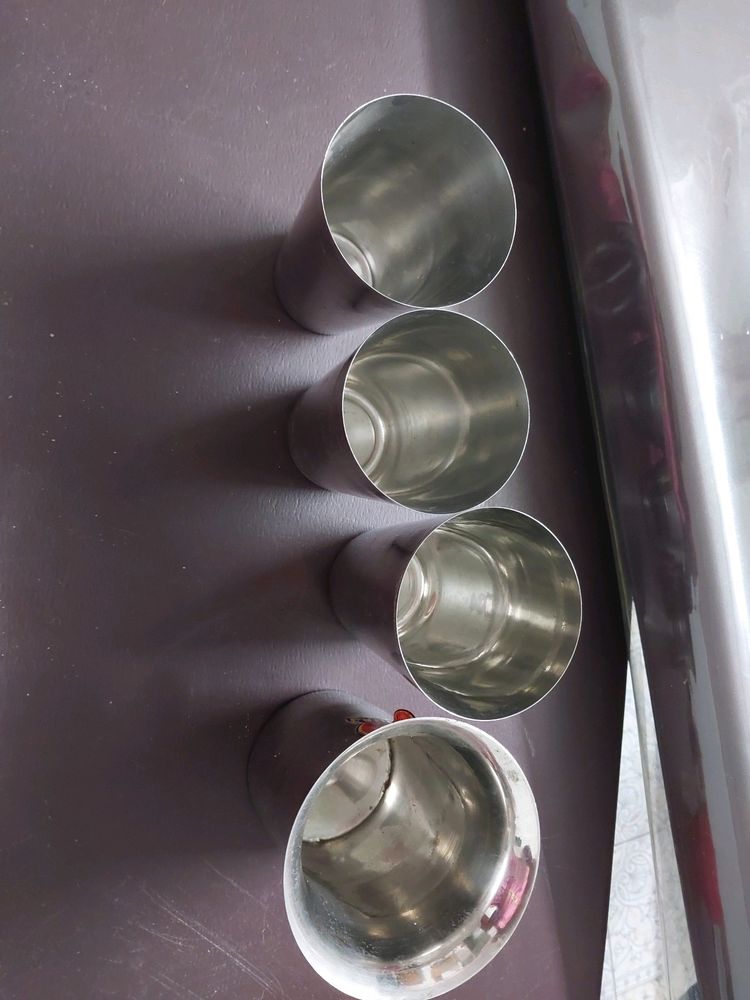 4 Stainless Steel Glasses In 3 Design