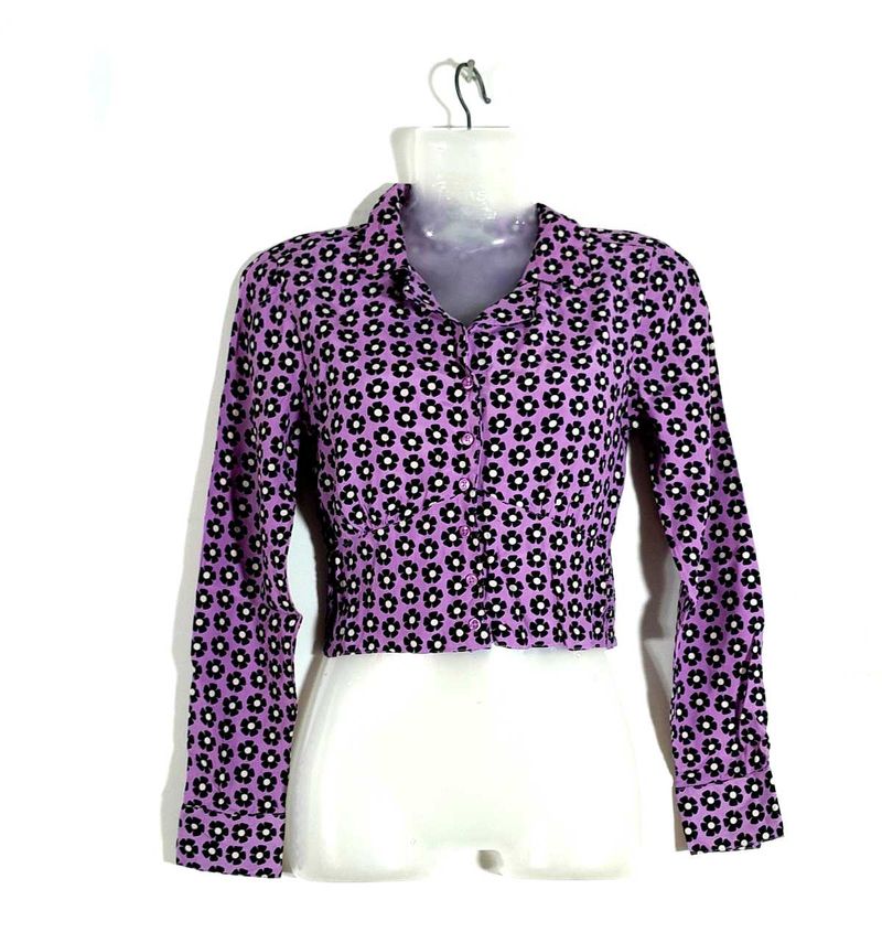 Purple Printed Crop Top For Women's