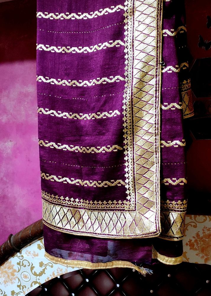 Heavy Wine🍷color Saree & Blouse For Wedding