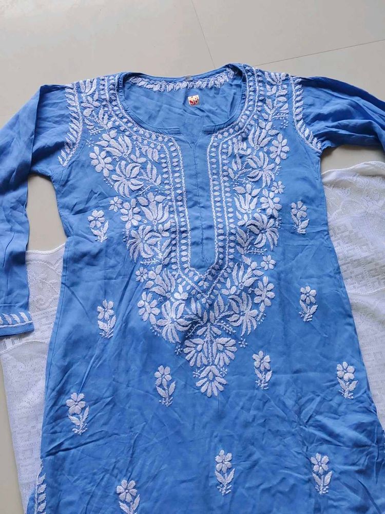 Powder Blue CLR Premium quality Lucknowi Plazopair