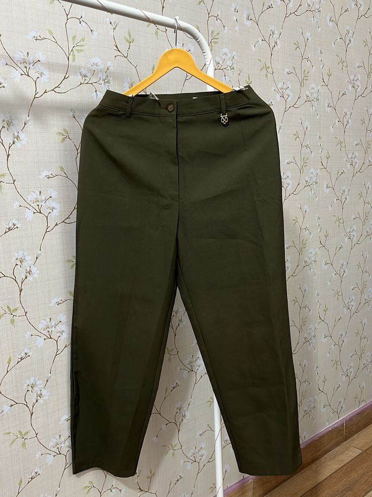 Olive Green Formal Pants For Women