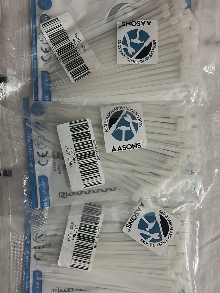 Pack Of 100pcs White Cable Zip Ties