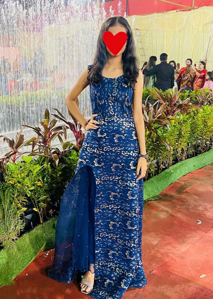 Ethnic Blue Gown With Slit