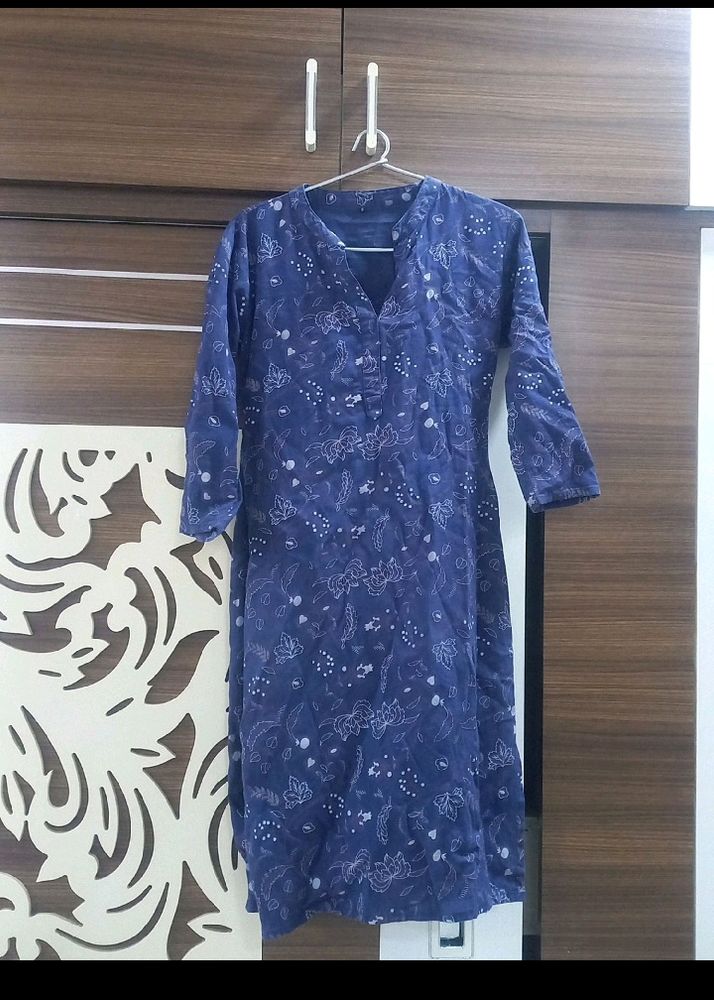 Navy Blue Cotton Kurti