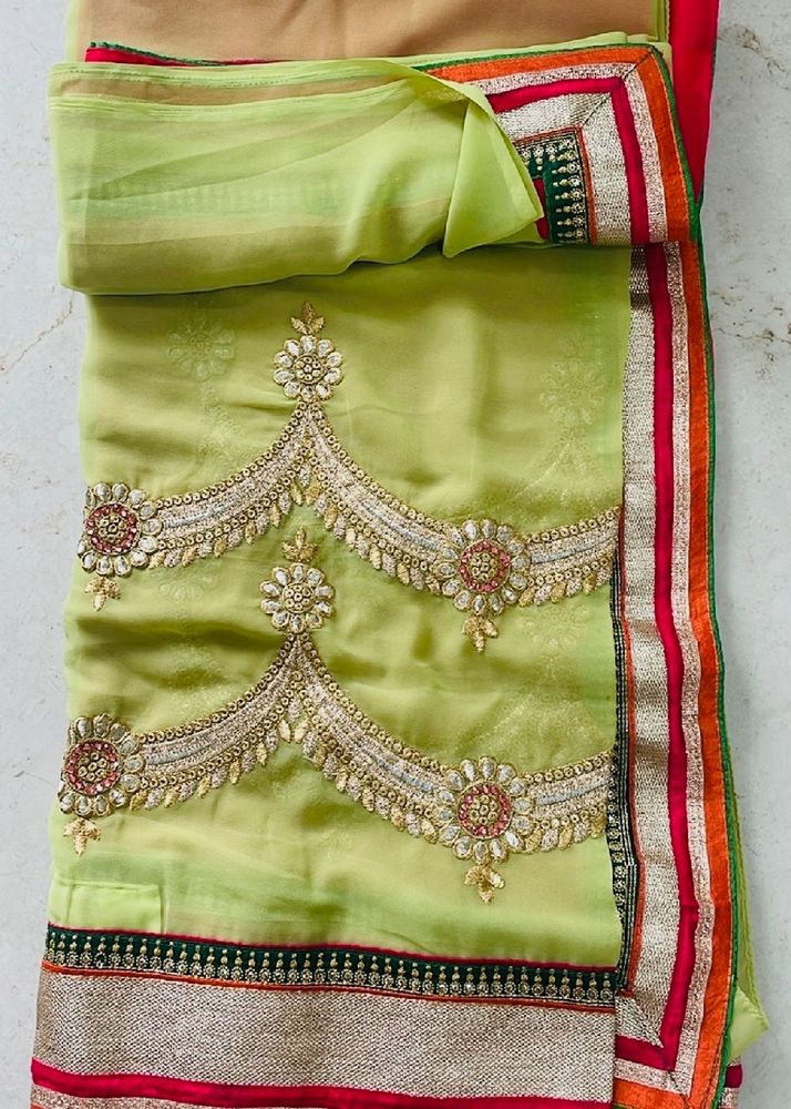 Pista N Pink Half-half Saree