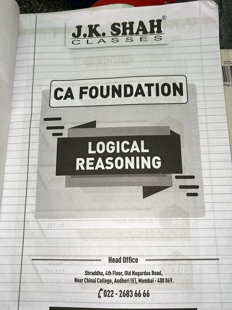 Jk Shah ca Foundation Logical Reasoning Book