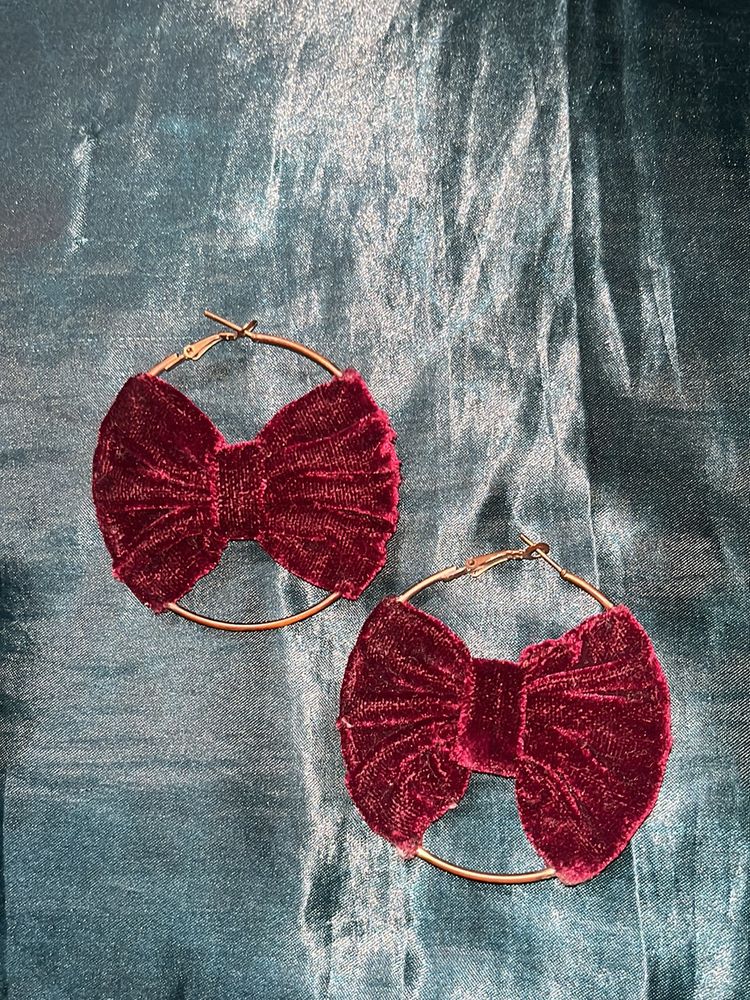 Velvet Bow Hoop Earrings