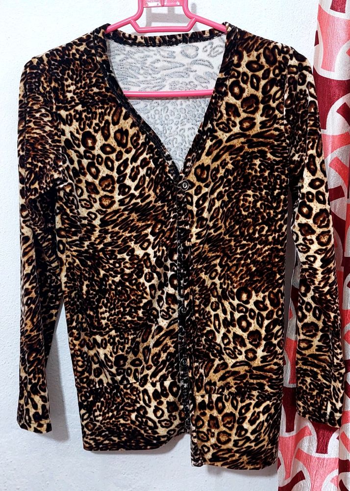 Velvet Cheetah Print Top