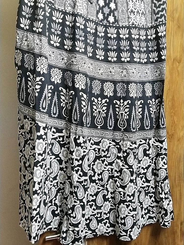 Black And White Jaipuri print Frock