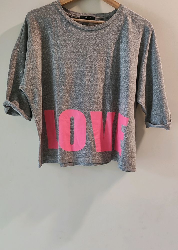 Grey Love Crop Top Size L