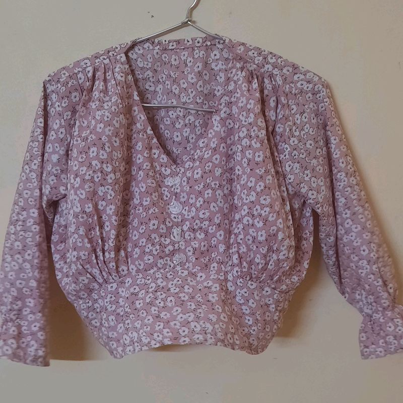 Pink Floral Crop Top. Fits in M to L SIZE