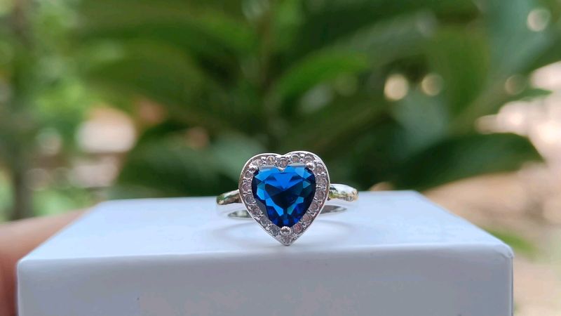Beautiful Blue Heart Stone Ring