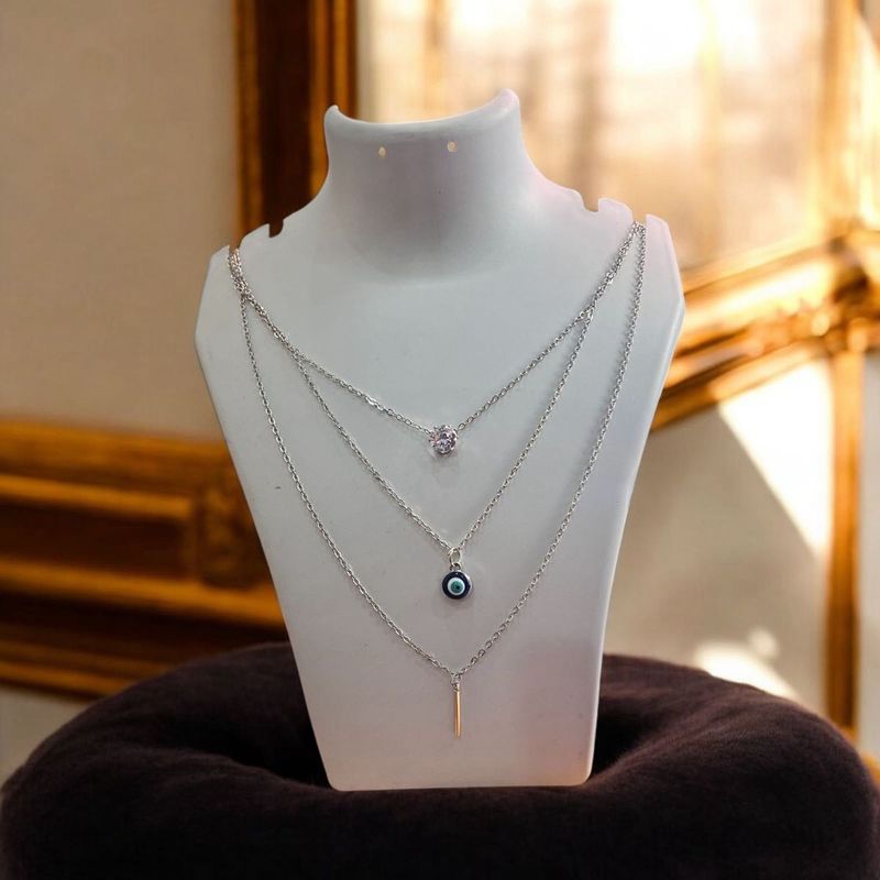 Three Line Korean Stone- Evil Eye Chain