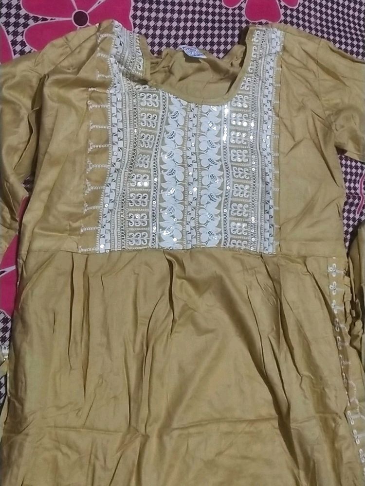 Beautifull Anarkali Cut Dress With Bottom Wear