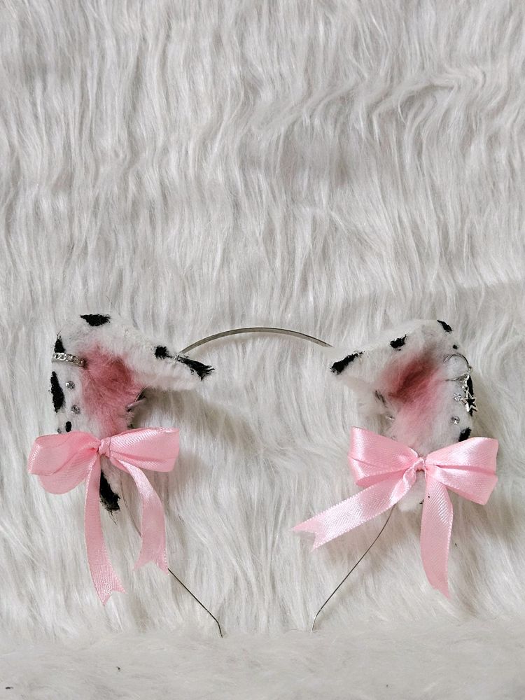 Dalmatian Print Cat Ears 🎀🖤✨️