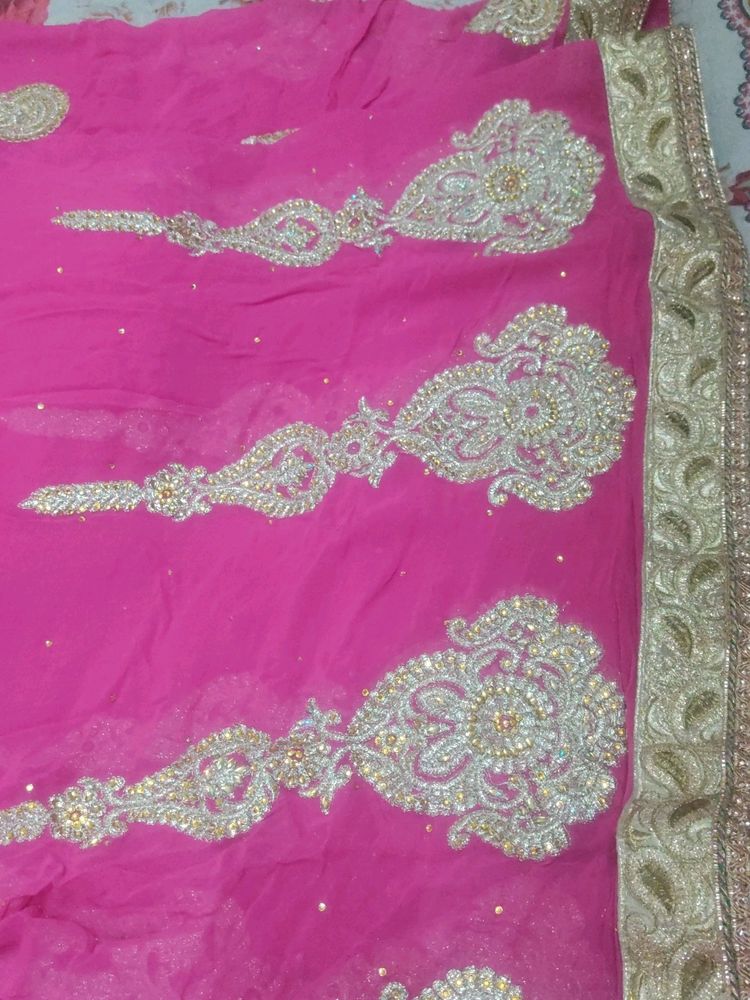 Heavy Work Pure Chiffon Saree With Beautiful Wor