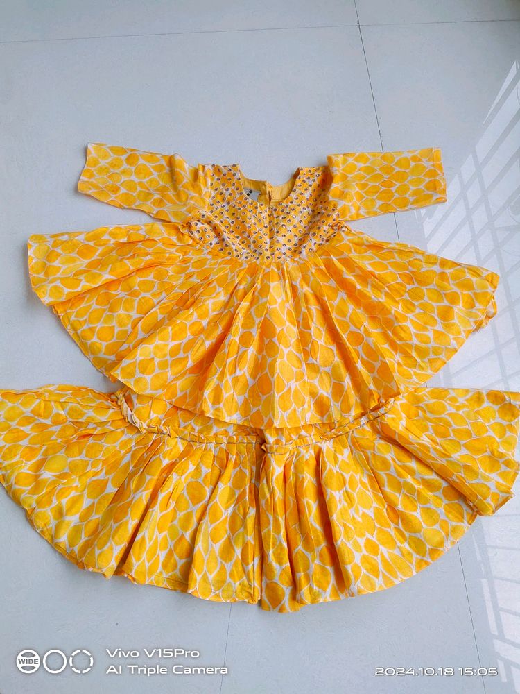 P & S CO Girl' Yellow sharara set