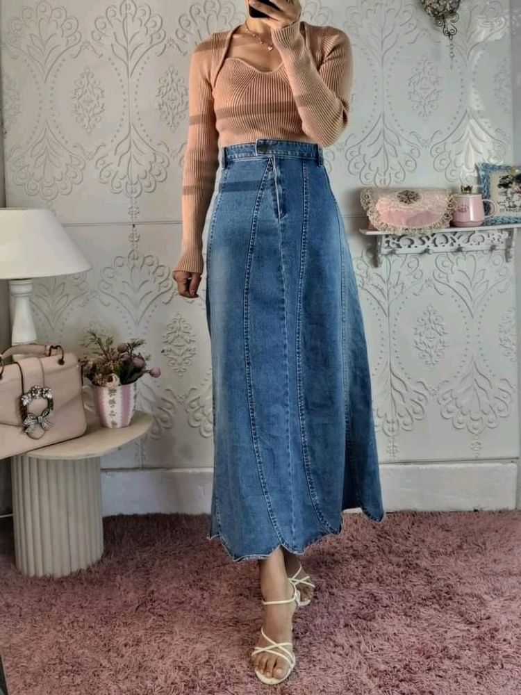 Denim Skirt Long