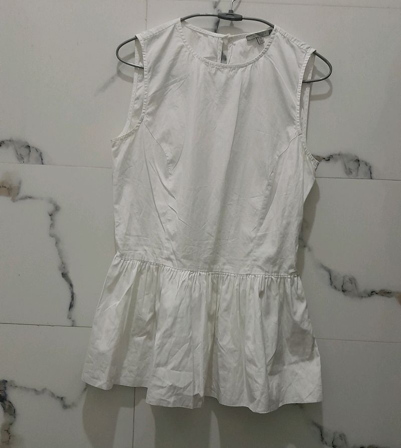 Girl New White Round Neck Frock Top