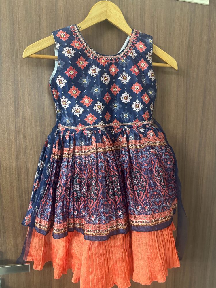 Baby Frock With ikkat Print