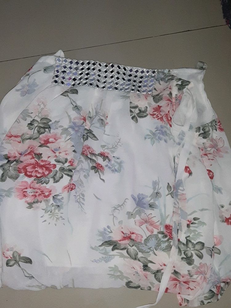 White Printed Sleeveless Top