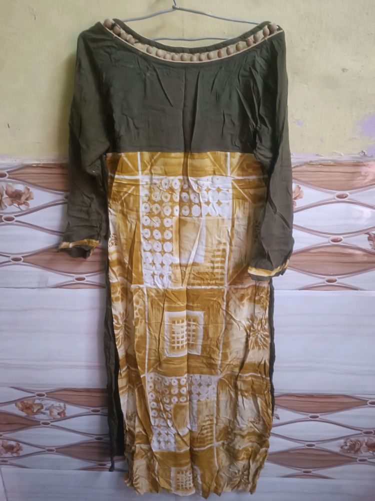 An Elegent Kurti In Olive Colour