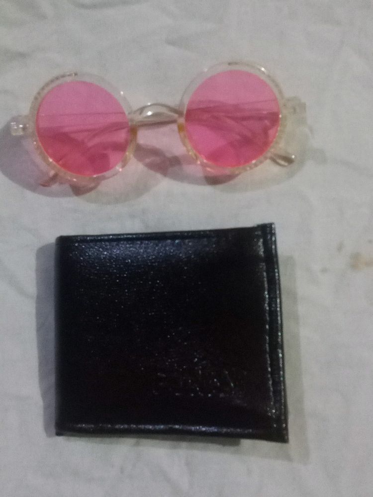 Gents Purse and Water Glass Pink Color