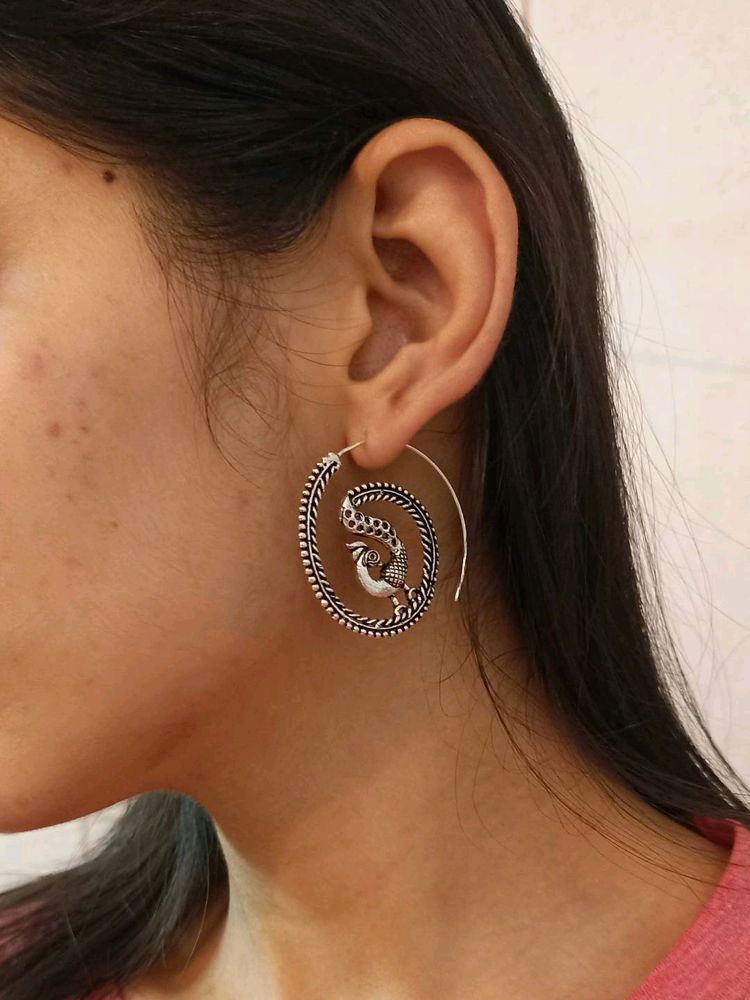 Spiral Earrings- Peacock Design