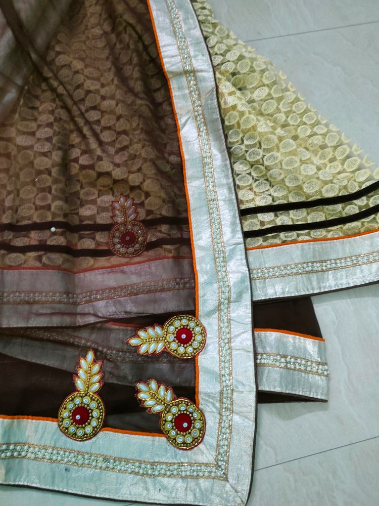 Beautiful Heavy Work Saree New With Blouse Piece