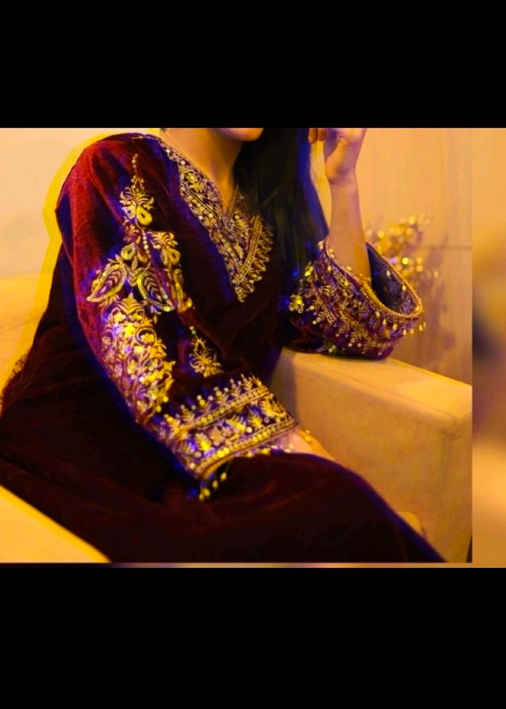 Trendy Velvet Suit With Plazo Nd Duppata